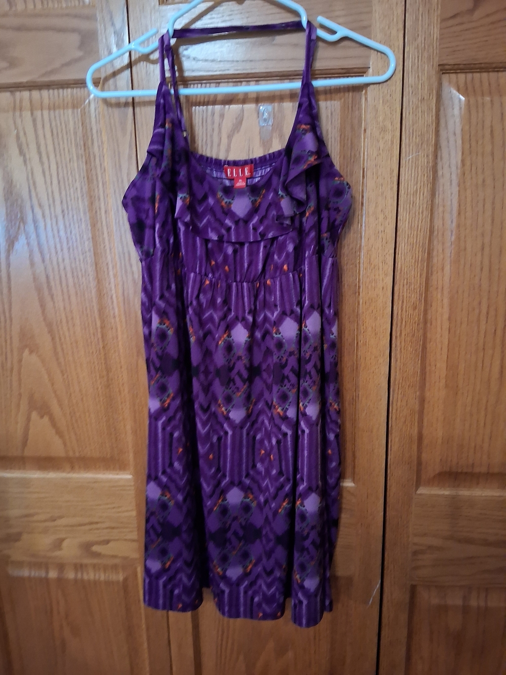 Elle Purple Printed Sundress with Ruffle Bodice